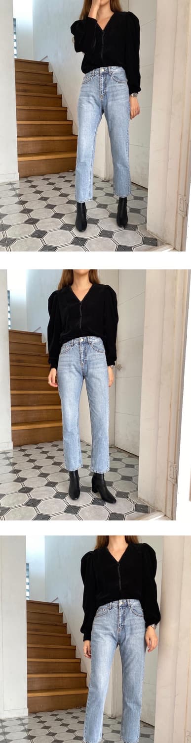 베리유 VERYYOU 브이넥 벨벳 블라우스(블랙) 새상품 상품이미지2