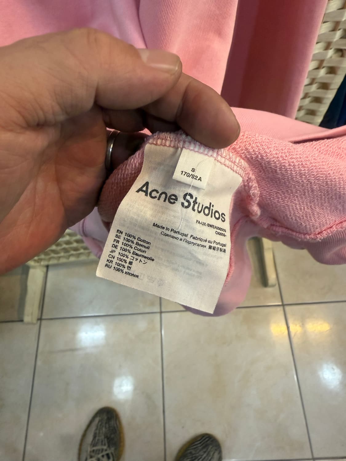 66/21ss 정품 아크네스튜디오 페이스로고 브러쉬 핑크후드팝니다 상품이미지4