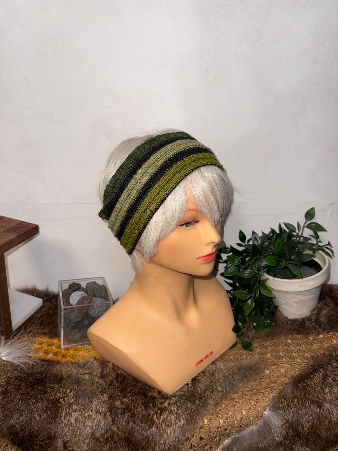 Khaki bohemian knit hair band  상품이미지3
