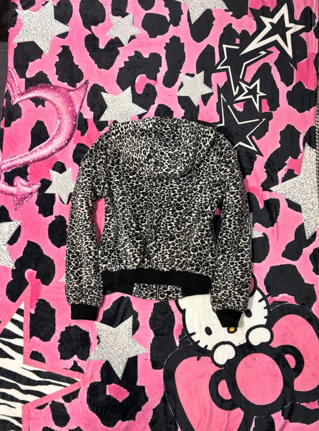 Y2K Leopard crop hoodie zip-up 상품이미지2