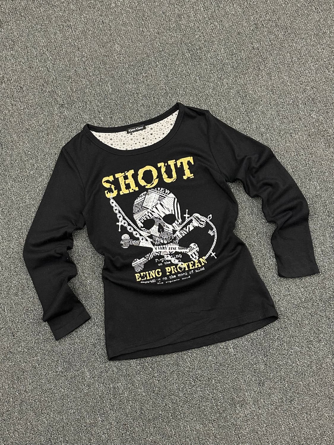 M)Japanese Vintage Y2K 여성 스컬 글리터 프린팅 롱슬리 상품이미지1