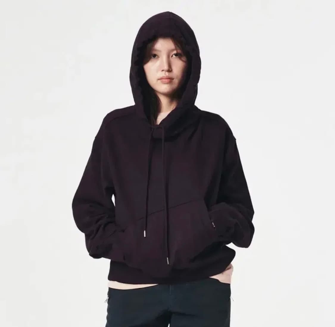 ee 이이 가먼트 다이드 후드 와인 L 상품이미지1