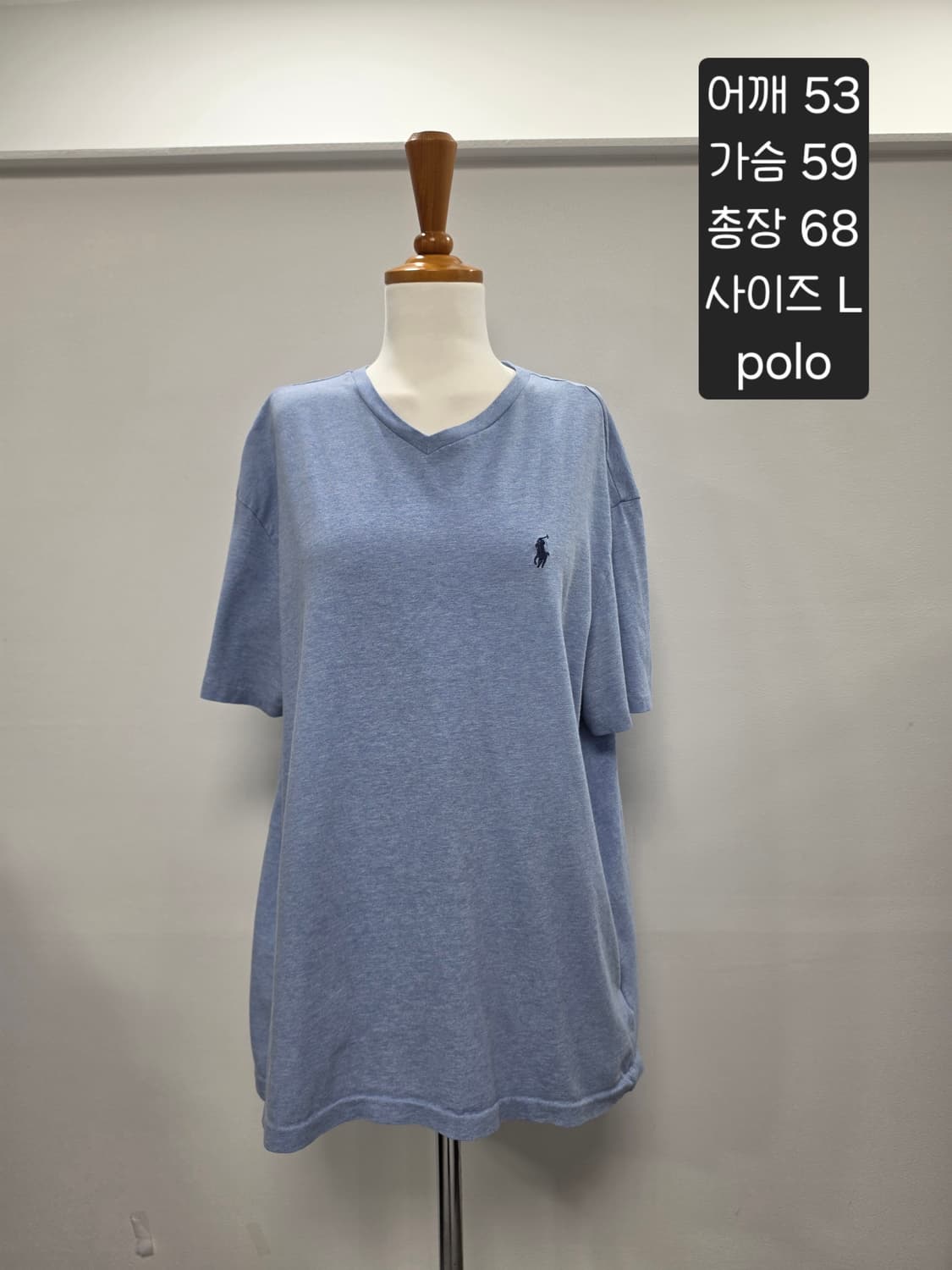 폴로 랄프로렌 블루 V넥 반팔티 L 상품이미지1