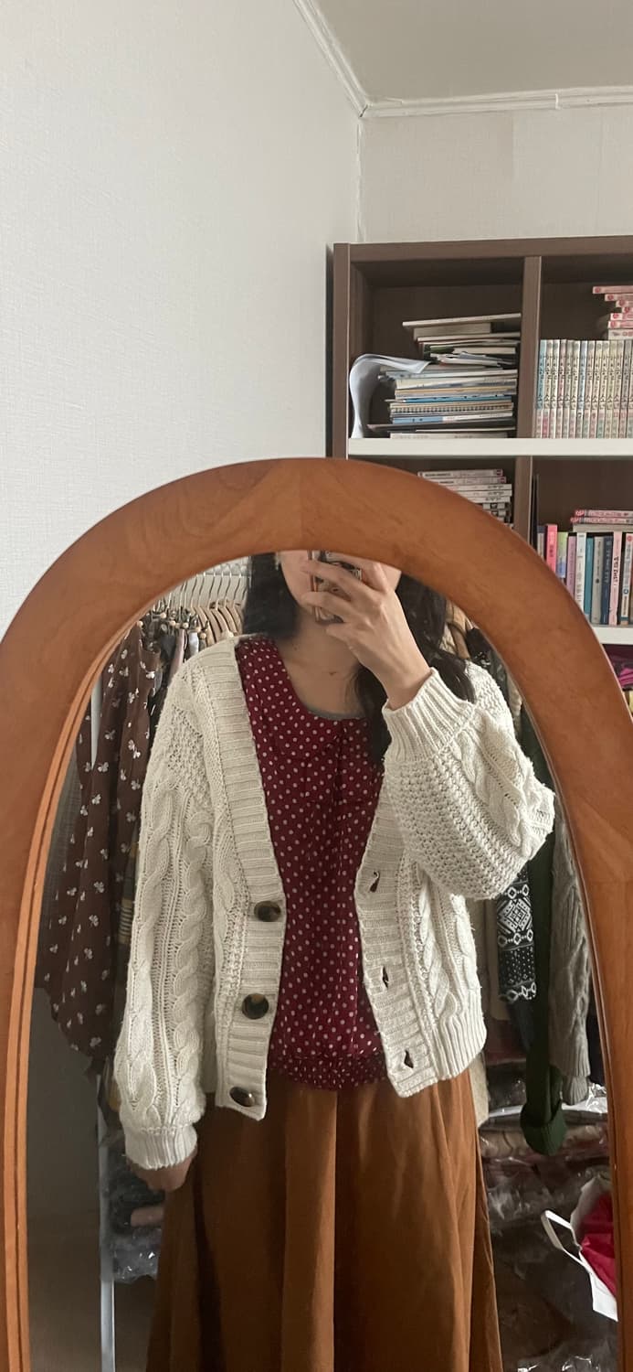 모리걸 빈티지 도트 블라우스 가디건 set ♥️🧡 상품이미지3