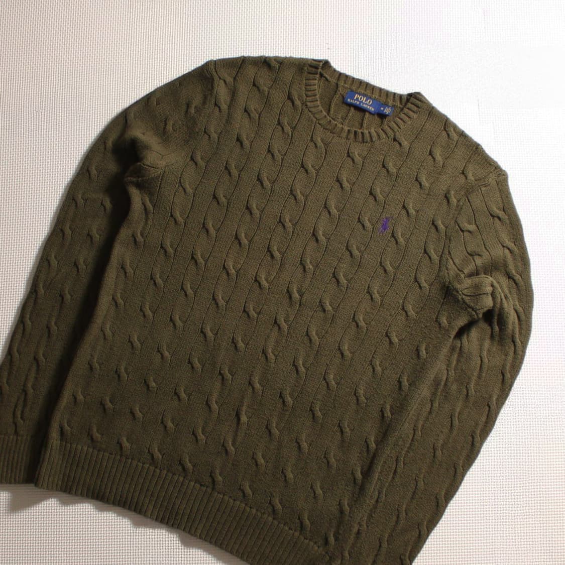 Polo 폴로 랄프로렌 카키 라운드 케이블 니트  상품이미지2