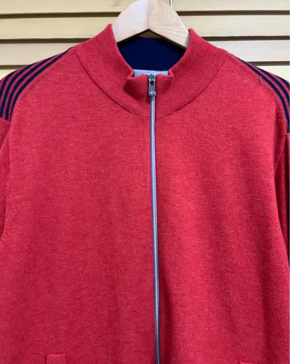 갤럭시 남성 레드 울방풍집업점퍼 니트자켓 상품이미지1