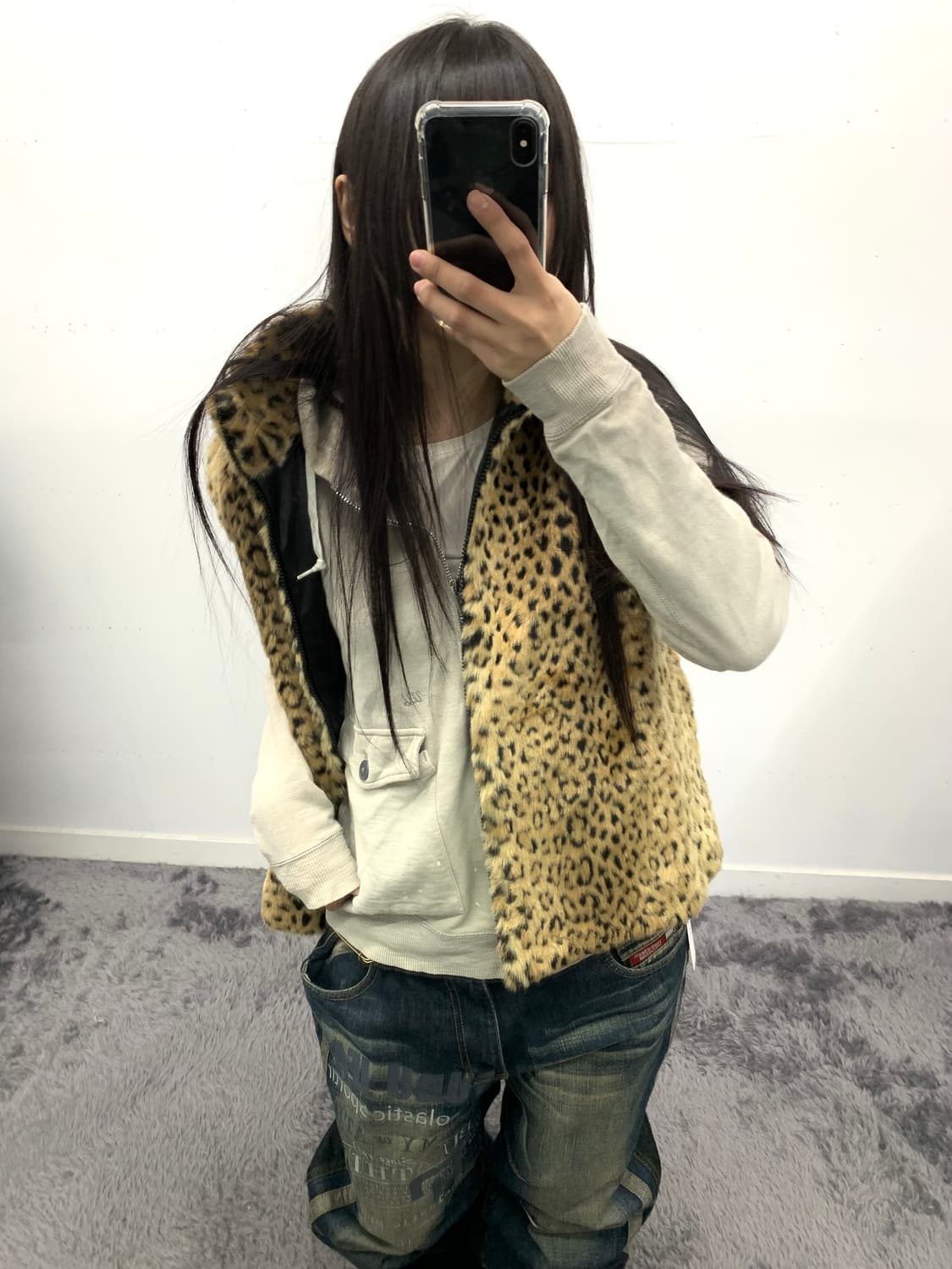 레오파드 퍼 베스트 상품이미지1