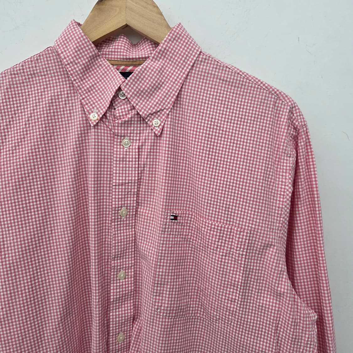 타미힐피거 깅엄체크 셔츠 레드 남L 상품이미지3