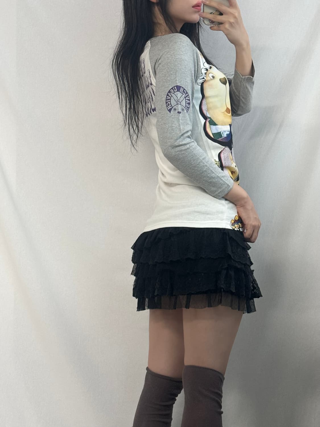 우사비치 프린티드 래글런 티 상품이미지6