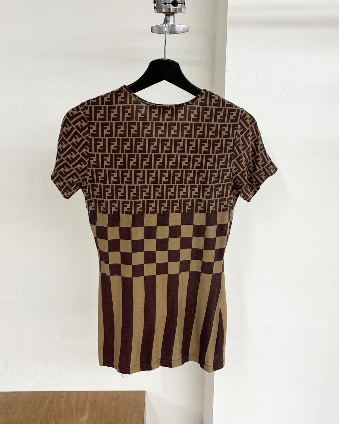 펜디 브라운 주카 패턴 코튼 하프 티셔츠 상품이미지6