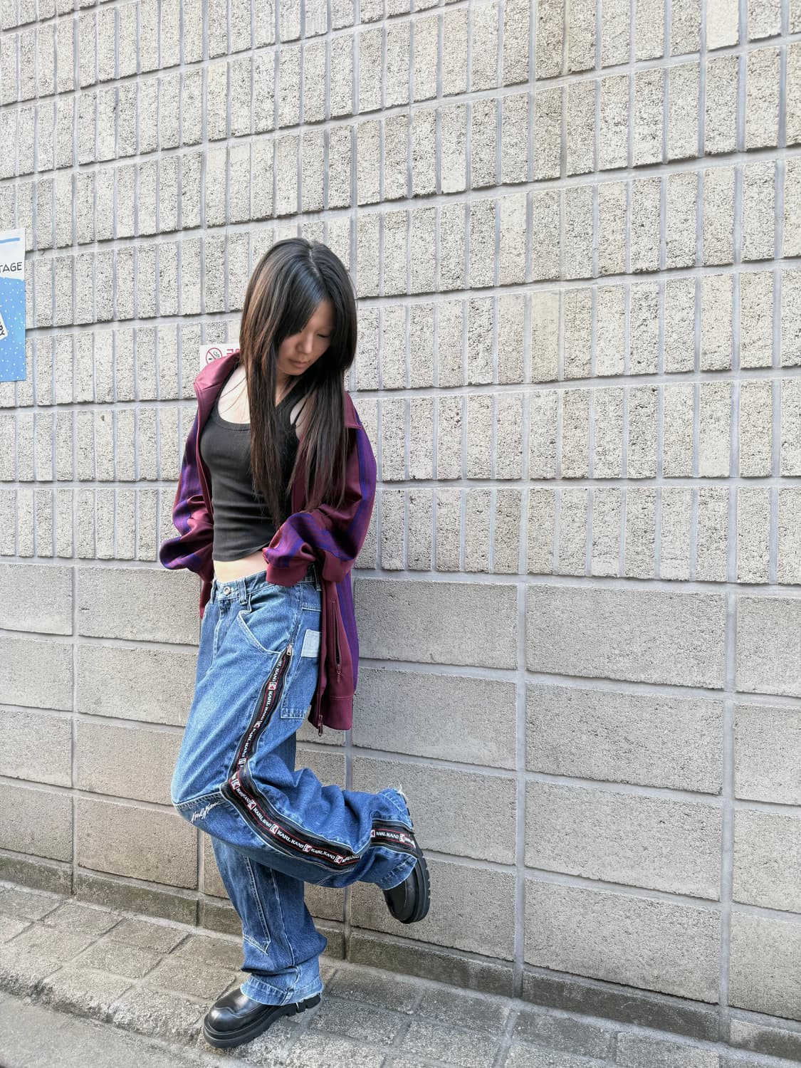 칼카니 사이드 지퍼 디테일 와이드 데님 팬츠 상품이미지6