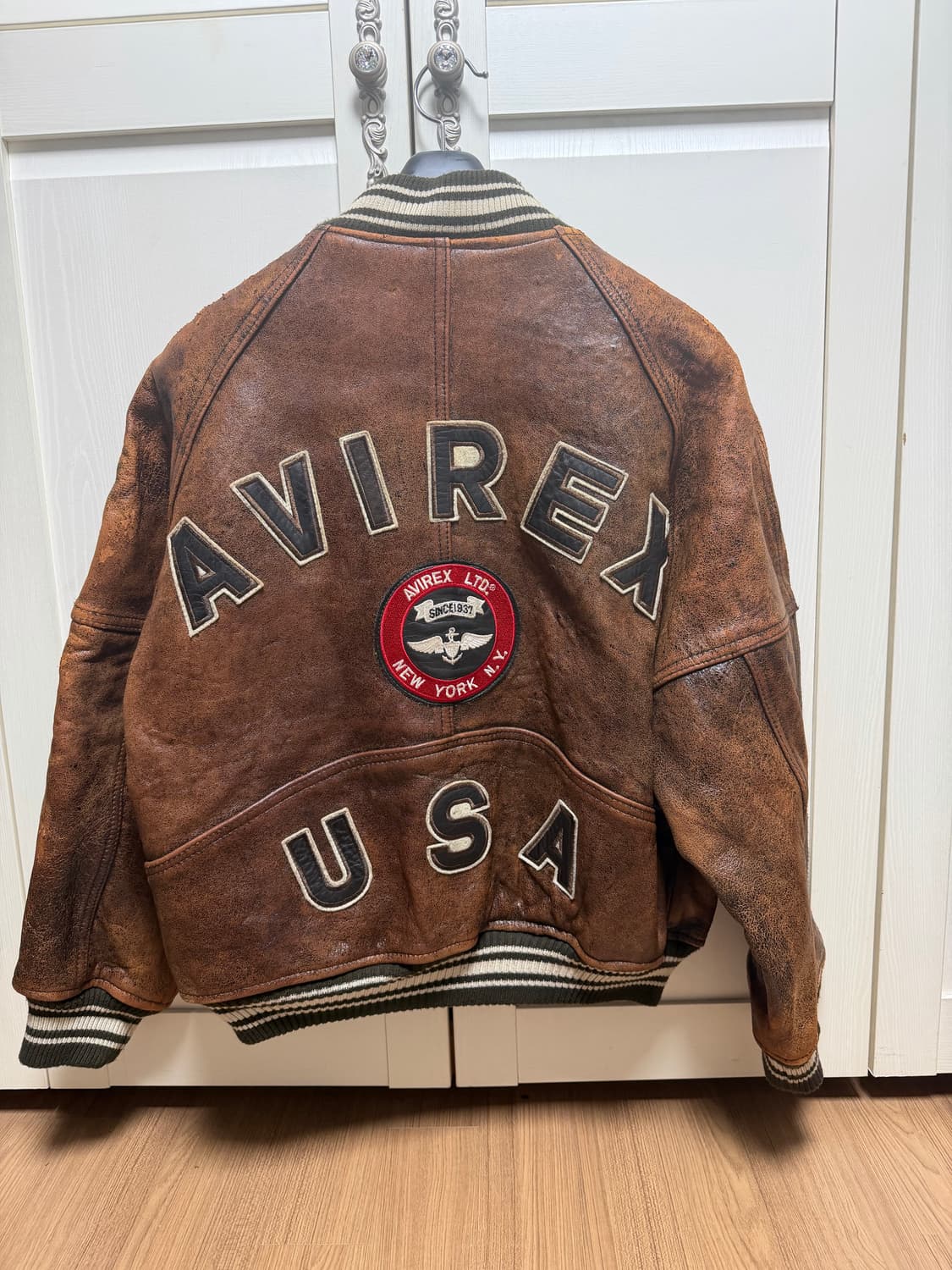 아비렉스 바시티 가죽자켓 브라운 xs 상품이미지1