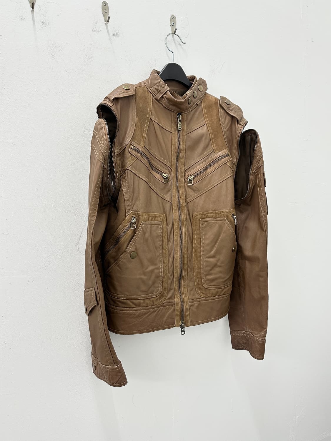 Asymmetric zip detachable sheep leather 상품이미지1