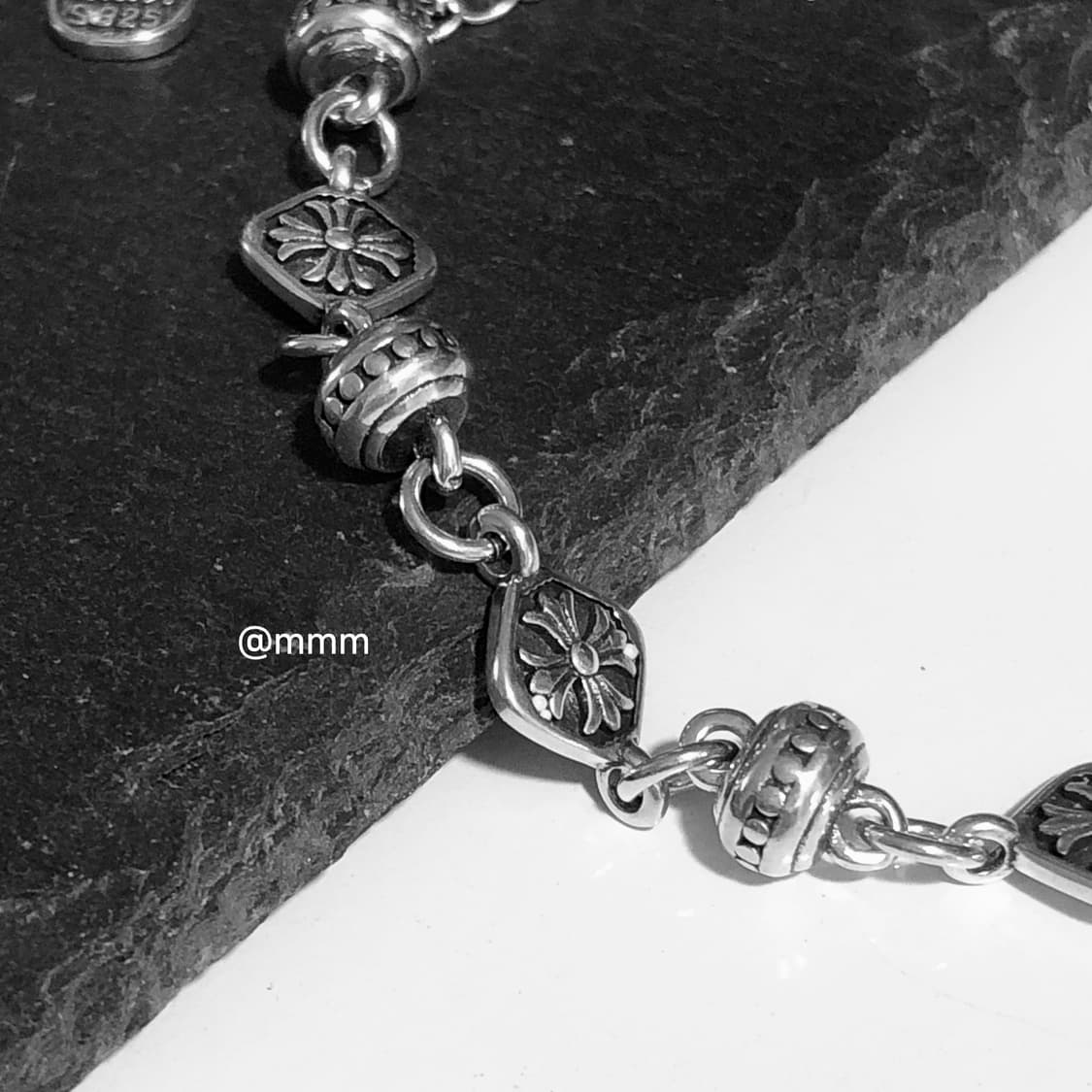 (Unisex) 크로스 크롬 체인 팔찌 상품이미지6