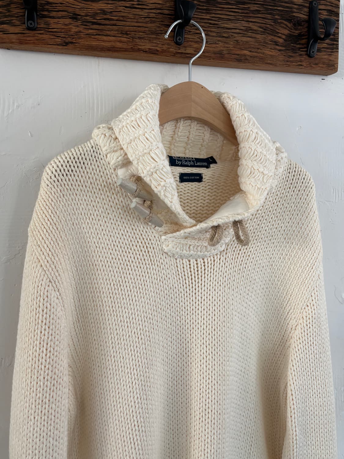 Polo 폴로 랄프로렌 토글 버튼 아이보리 숄카라 니트 스웨터 상품이미지5