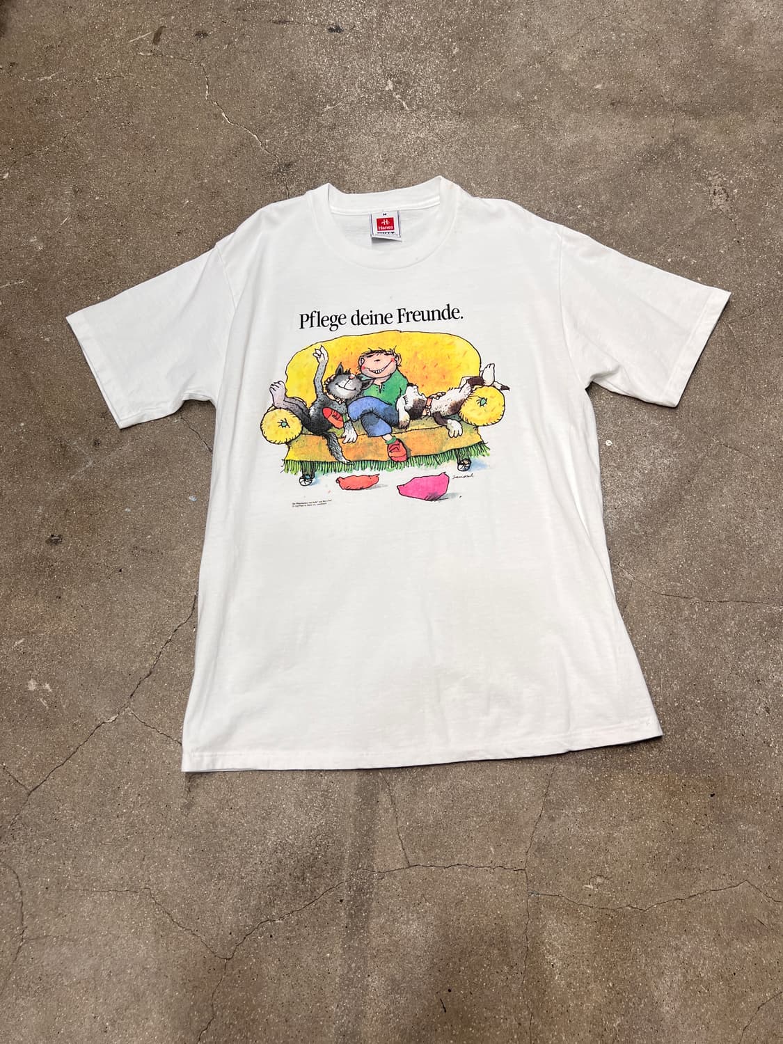 90’s 헤인즈 Janosch Pfledge Deine Freund티셔츠 상품이미지1