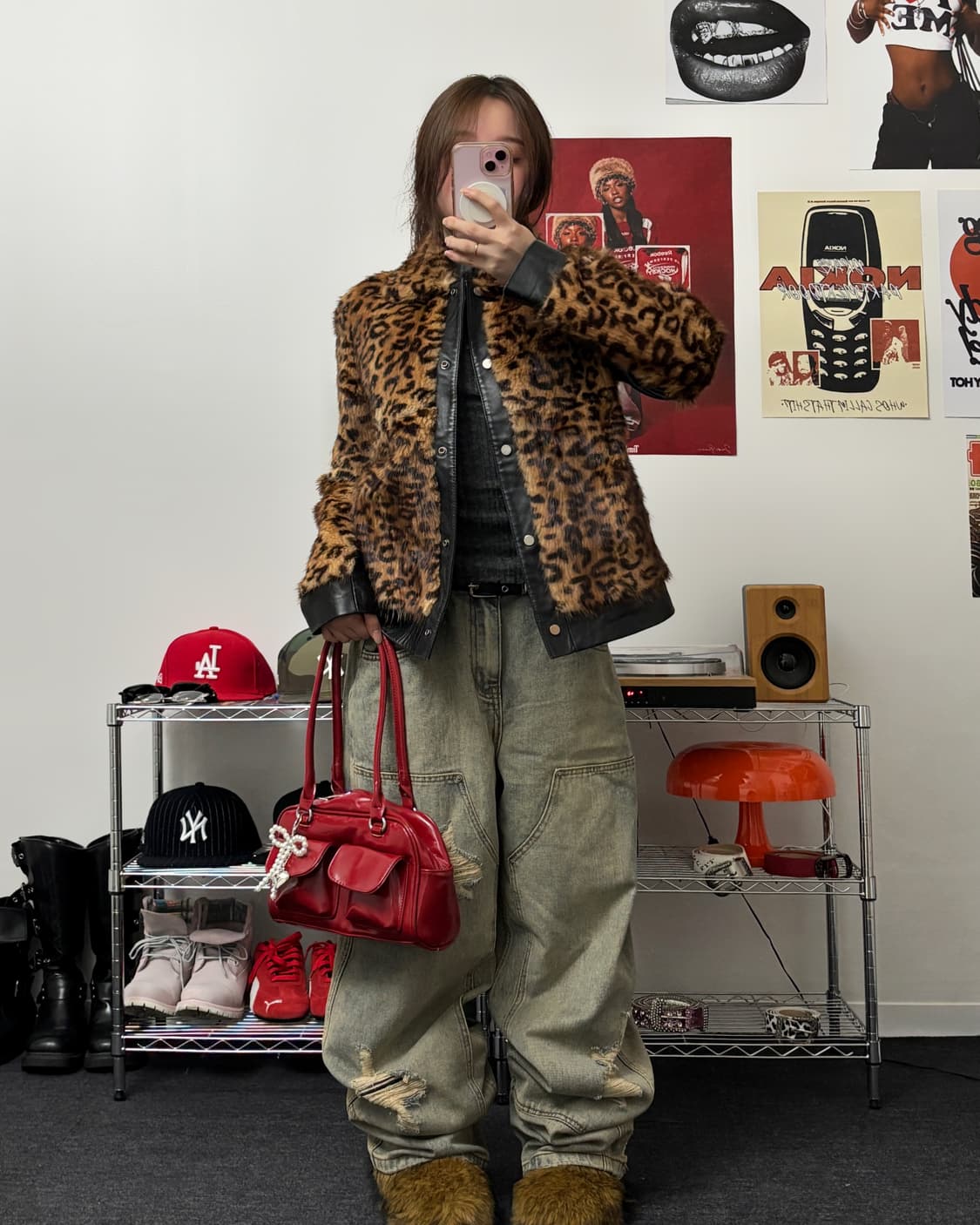 올드 빈티지 레오파드 퍼 레더 자켓 상품이미지4