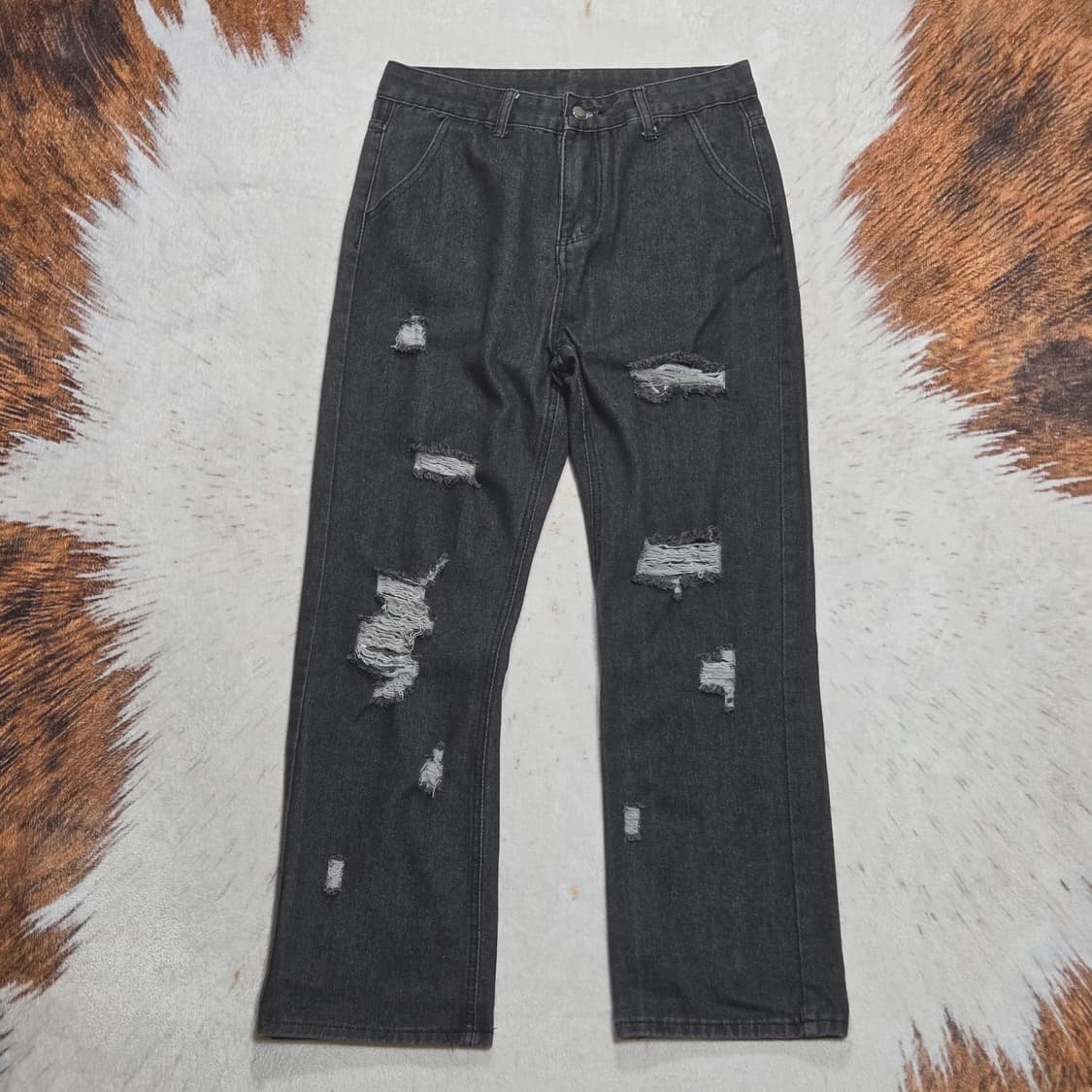 빈티지 Y2K ST 자수 데미지 데님팬츠 상품이미지4