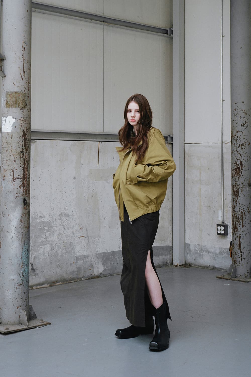 Yiyae Wax Panel Skirts _ Greasy Khaki 상품이미지2