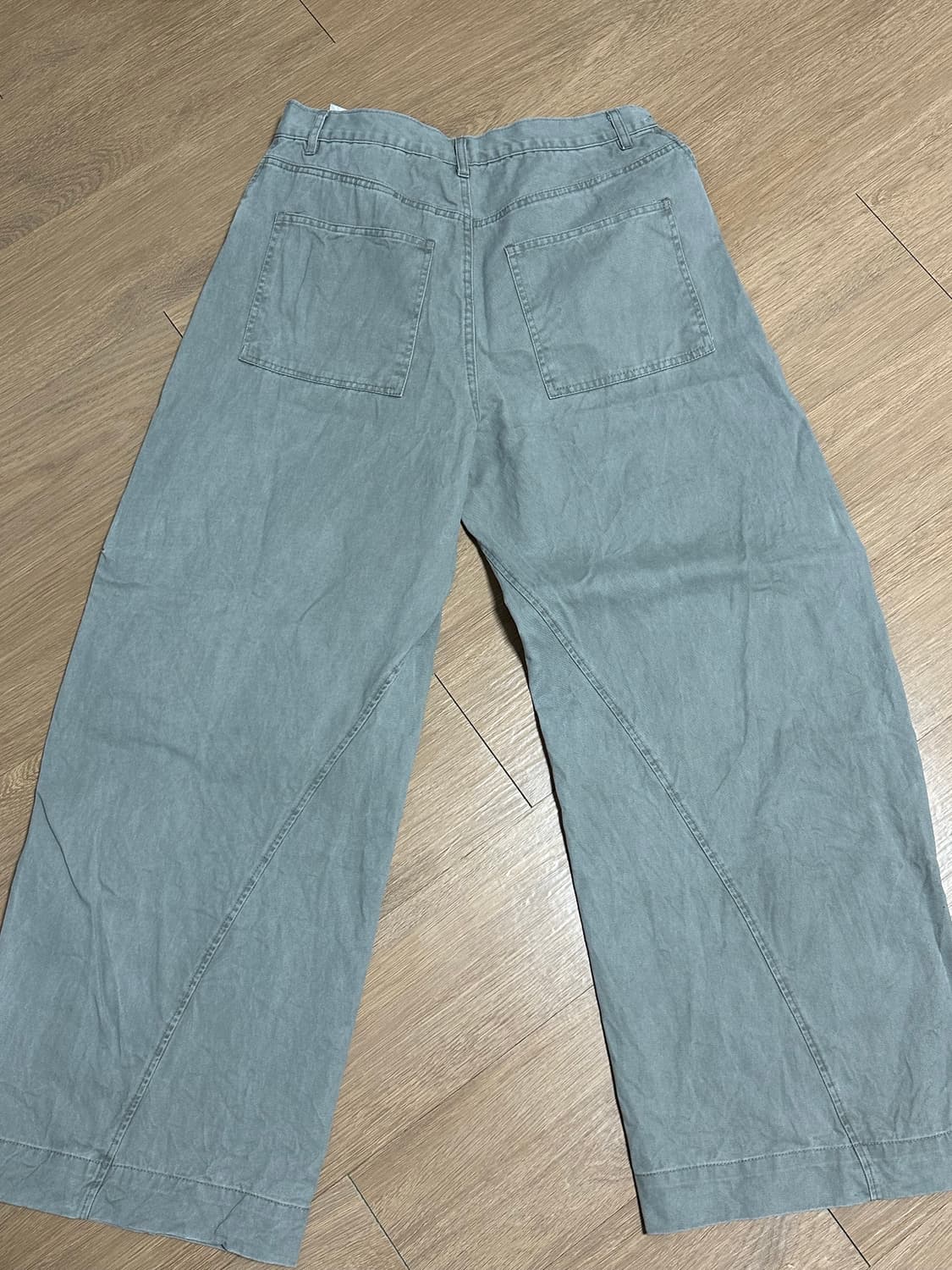 시그니처 커브드 트윈 다트 코튼 팬츠 회색 상품이미지2