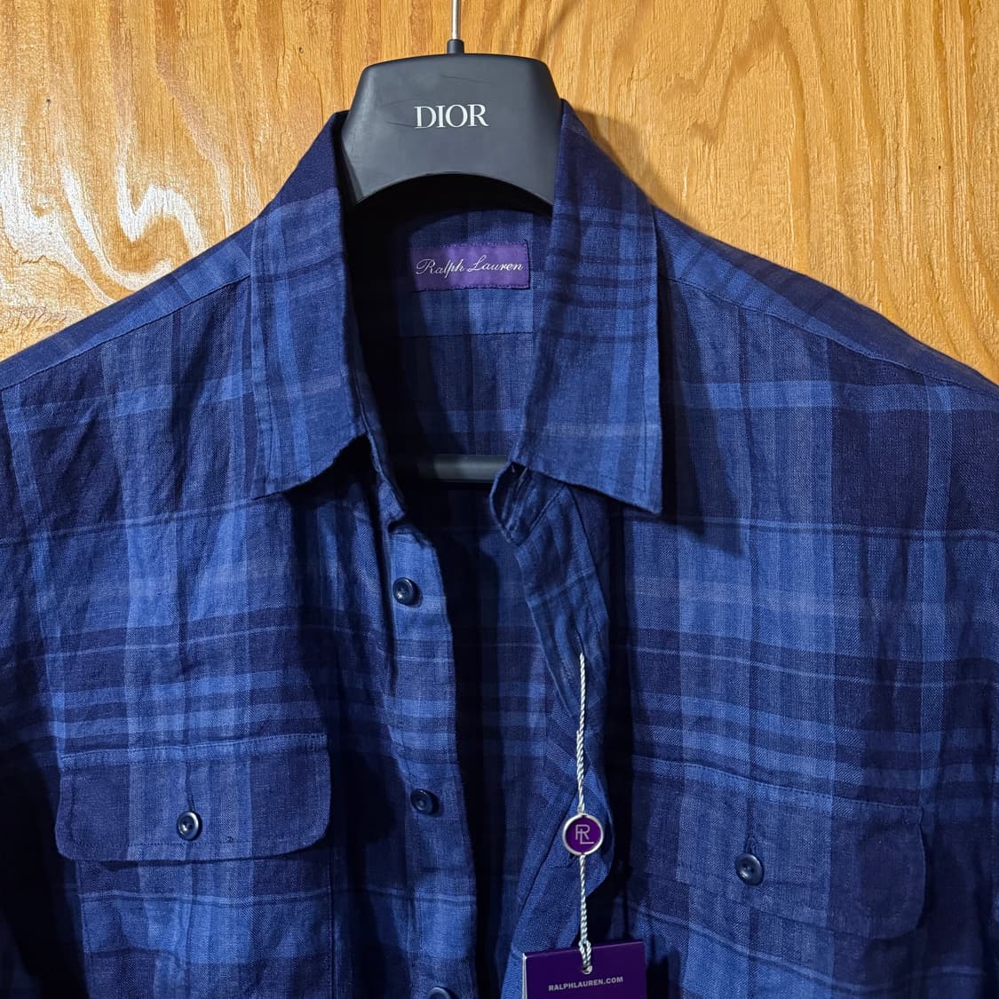 새상품) 랄프로렌 퍼플라벨 25 S/S 플레드 린넨 셔츠  상품이미지3