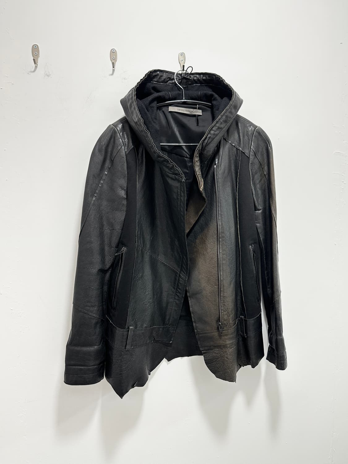 Asymmetric drape sheepskin leather jacke 상품이미지10