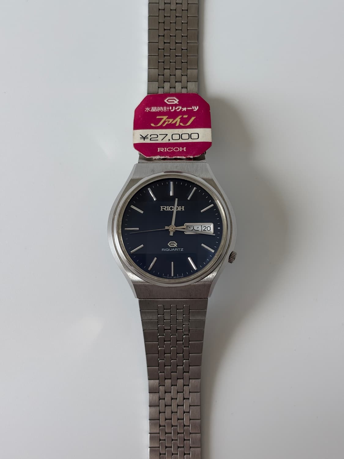 리코 1980년대 네이비 다이얼 실버 리쿼츠 남성 데드스탁 상품이미지2