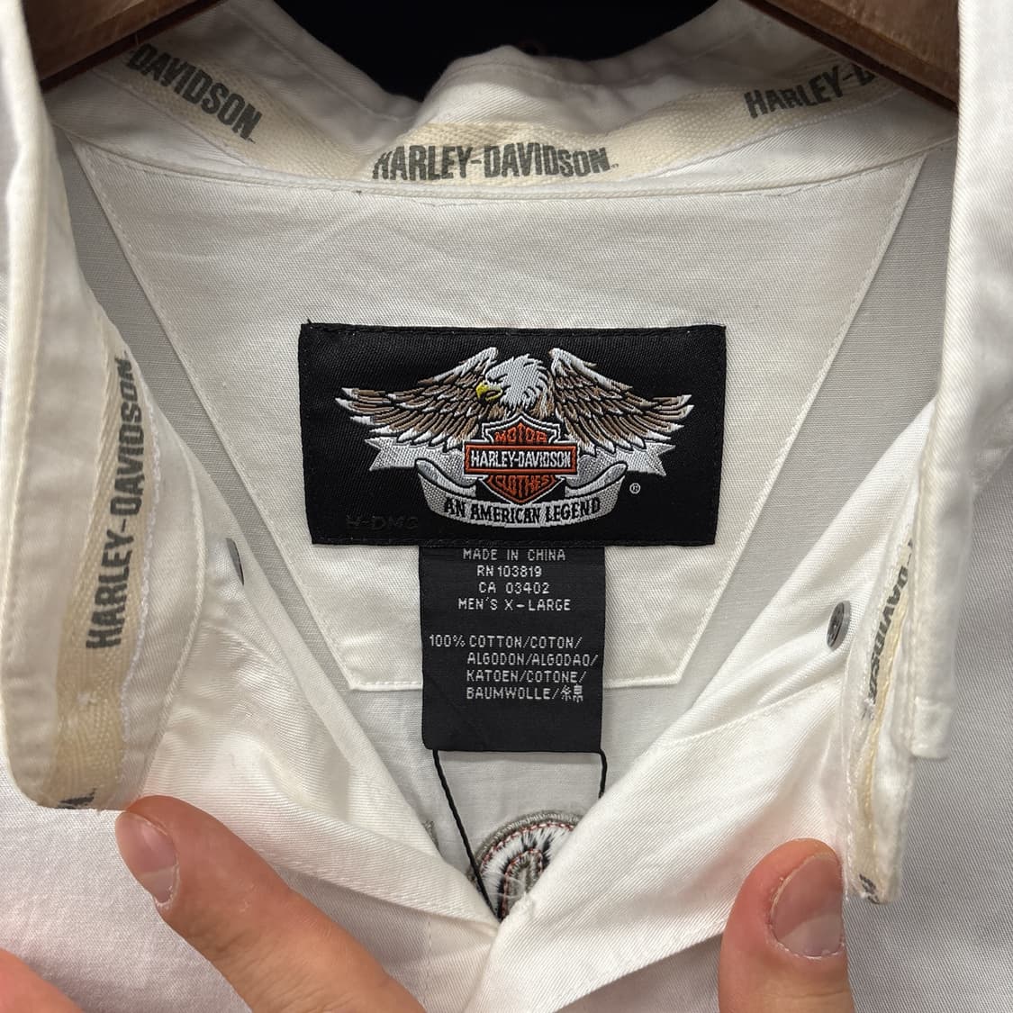 00s 할리데이비슨 아치 엠브로이드 레터링 라이딩셔츠 N957 상품이미지7
