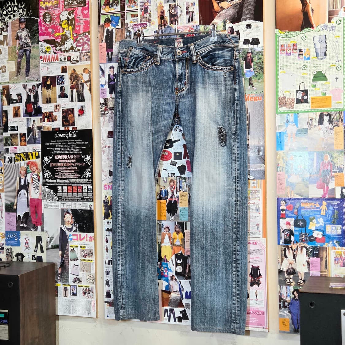 JPN 에드윈 워싱 데미지 슬림스트레이트 데님팬츠 상품이미지5