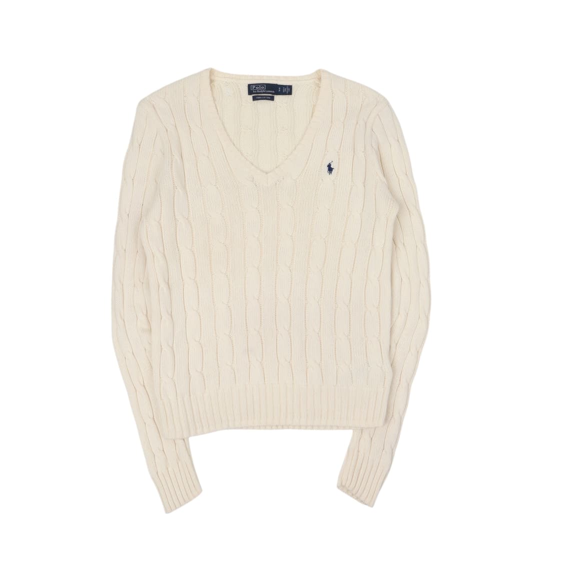 폴로 랄프로렌 아이보리 브이넥 케이블 니트 상품이미지1