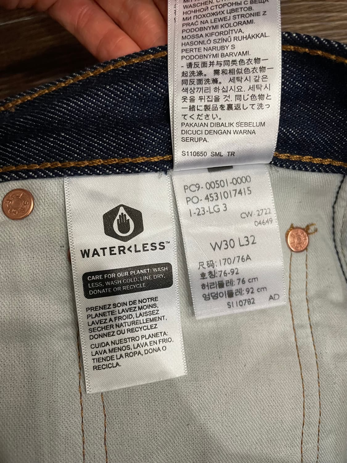 리바이스 501 오리지널진 리지드 데님 팬츠 다크인디고 생지 상품이미지6