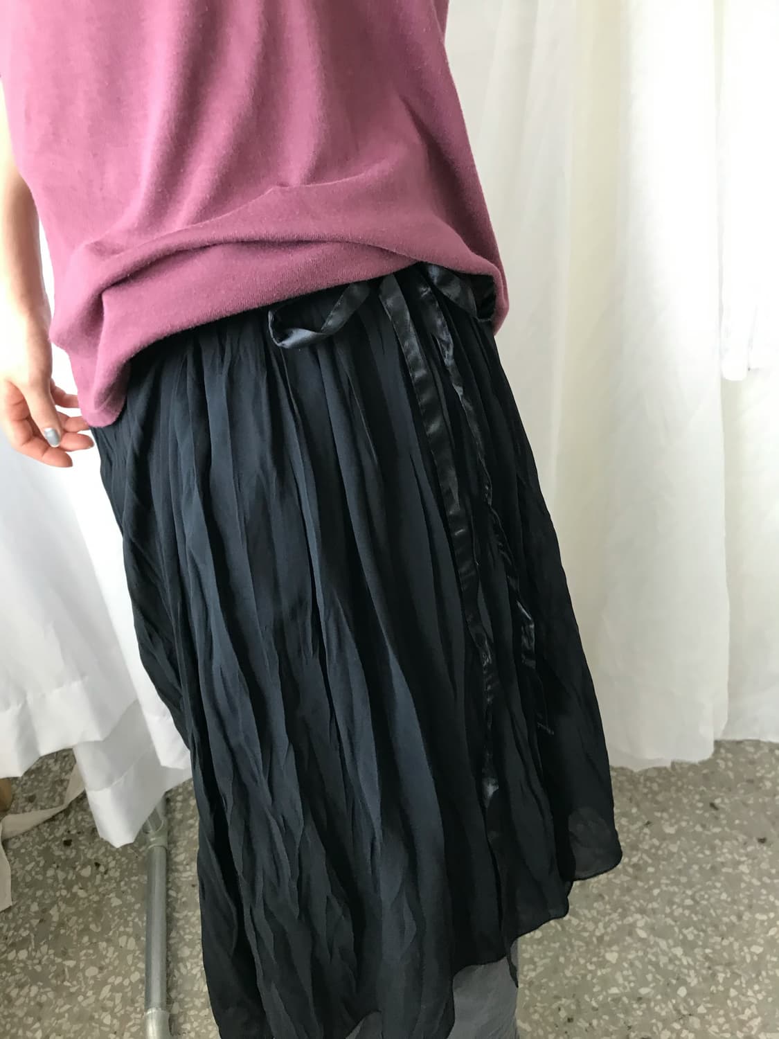 블랙 레이어드 스커트 상품이미지5