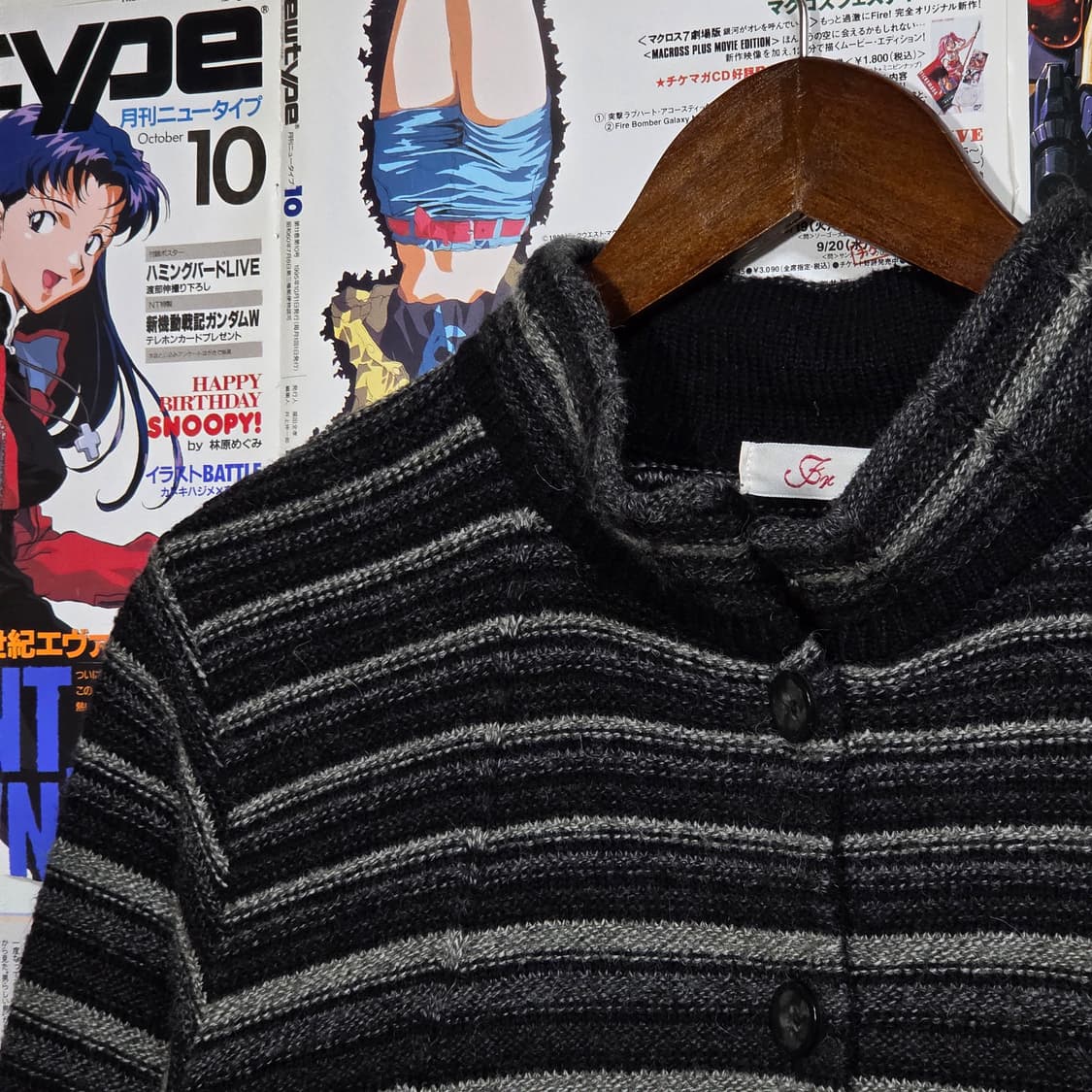 JPN 모리걸 그레이 스트라이프 니트 가디건 상품이미지3