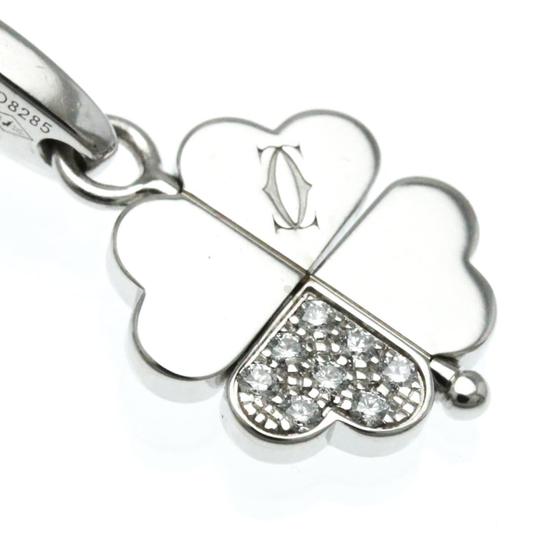 까르띠에 클로버 천연 다이아 18K 화이트골드 목걸이 펜던트 CHARM 상품이미지3