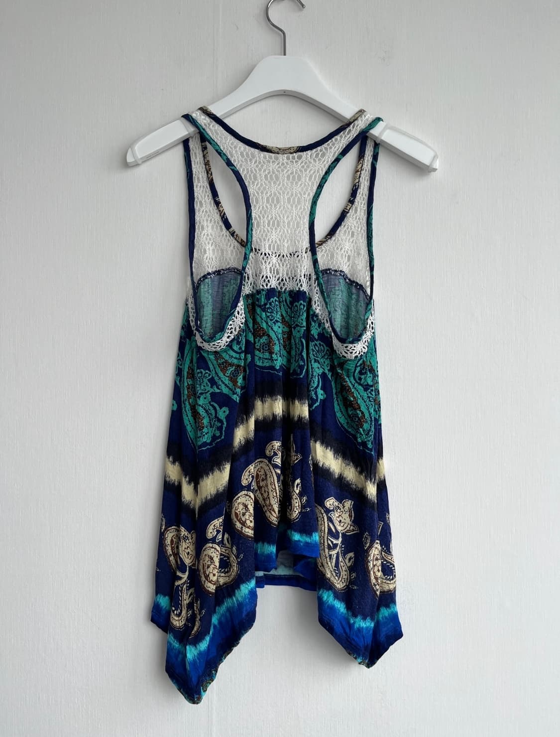 보헤미안 페이즐리 블루 슬리브리스 탑 상품이미지7