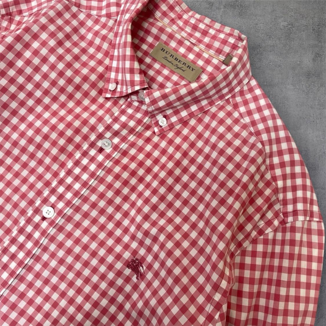 버버리 Burberry 핑크 깅엄 체크 버튼다운 셔츠 M 상품이미지3