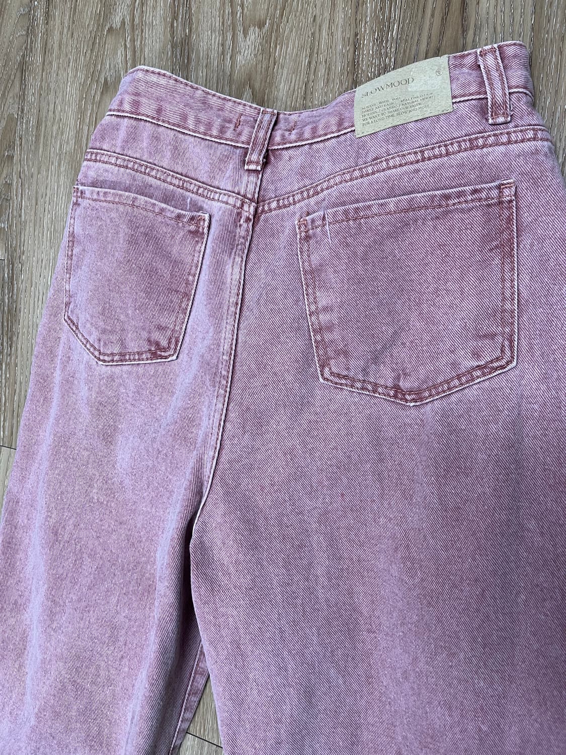 슬로우무드 와이드 핑크 청바지 26 상품이미지2