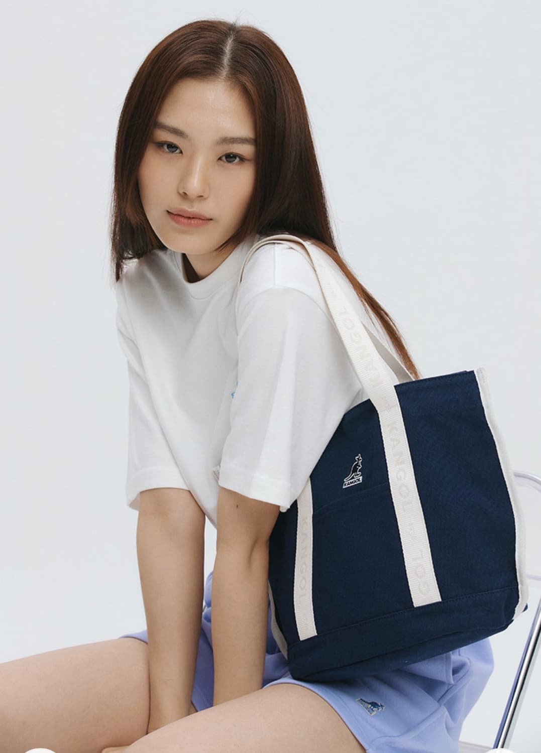 캉골 자카드 캔버스 쇼퍼백 3907 네이비 상품이미지2