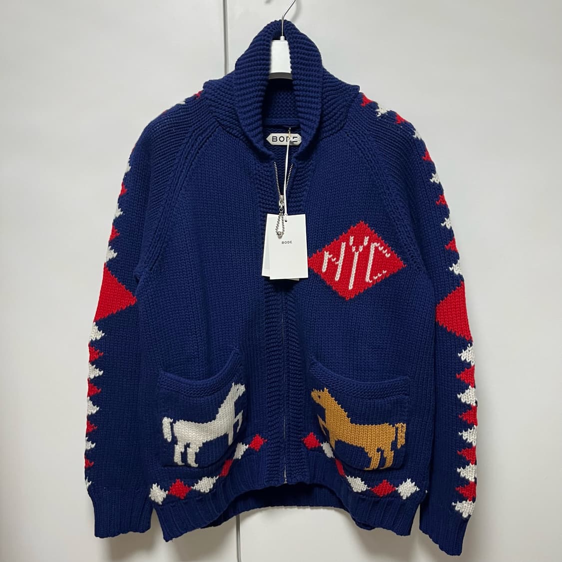 [M]보디 BODE 다이아몬드 카라 울 집업 가디건 상품이미지1