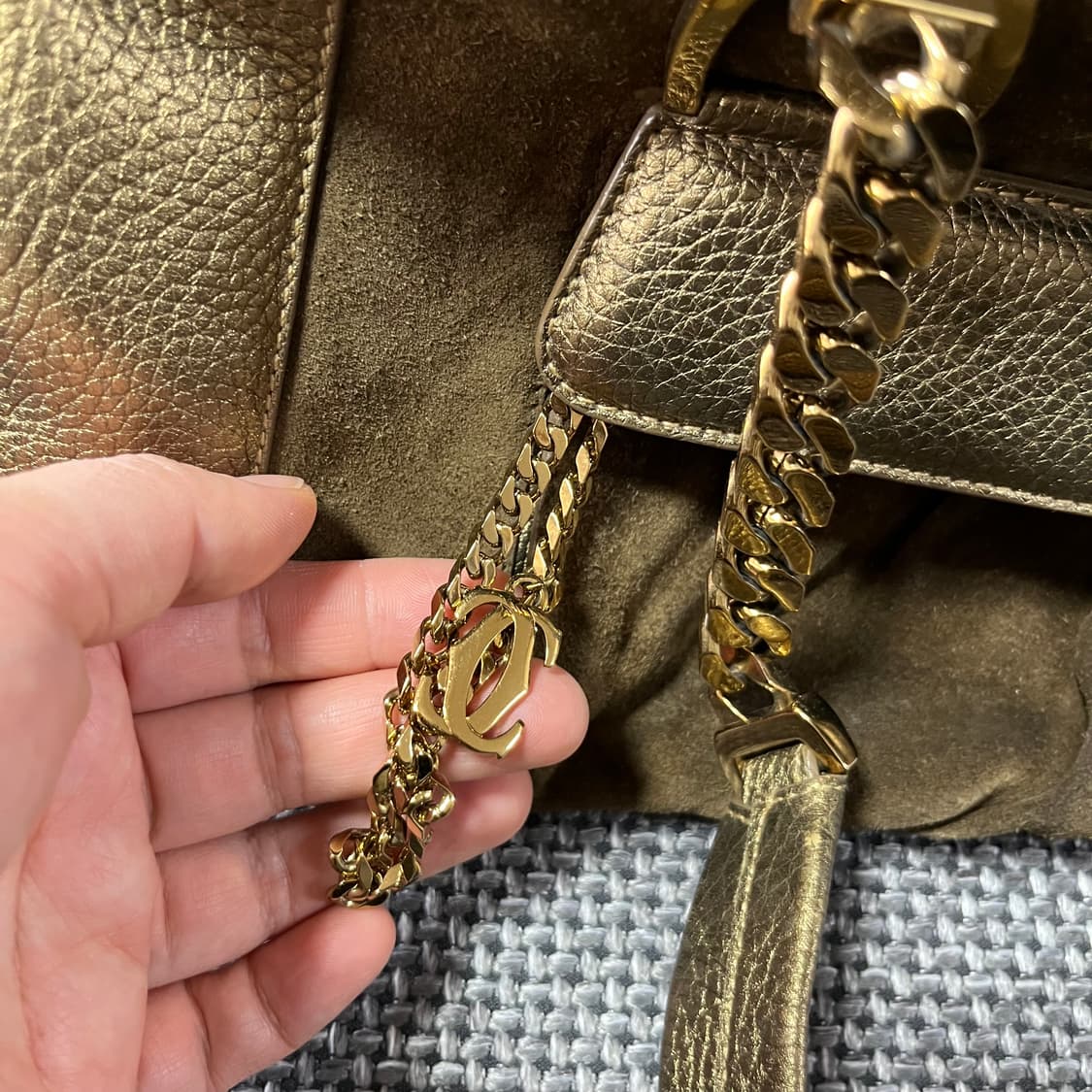 까르띠에 cartier 빈티지 골드 리얼레더 이태리 숄더백 상품이미지7