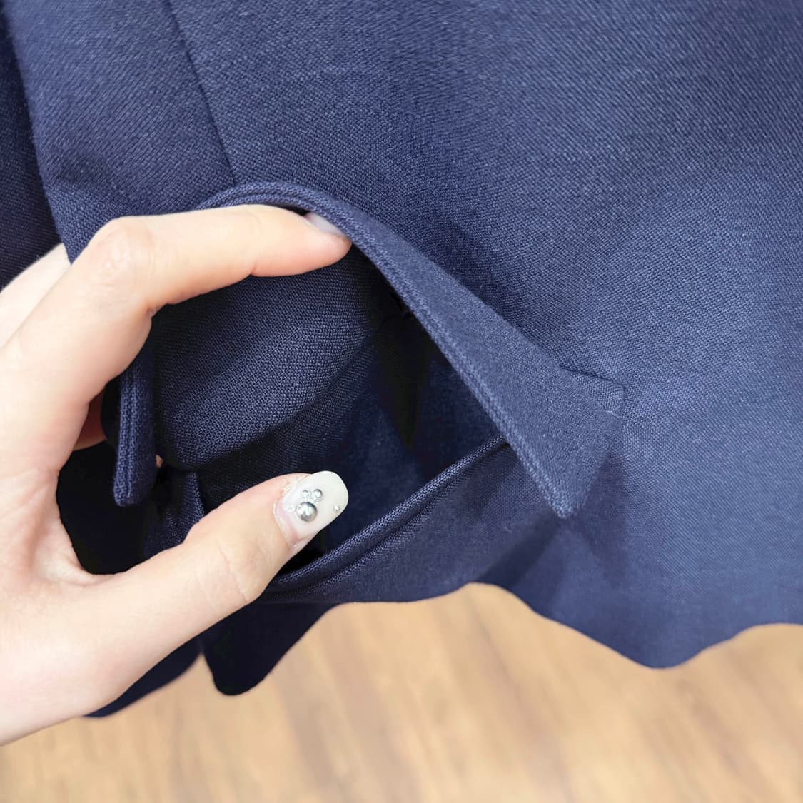 시스템 테일러드 원버튼 크롭 블레이저 슬림핏 자켓 네이비 상품이미지6