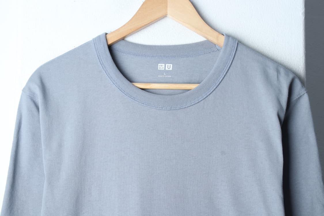 (L-XL) 유니클로 반팔 티셔츠 U라인 블루 무지 헤비-H3H33751 상품이미지3