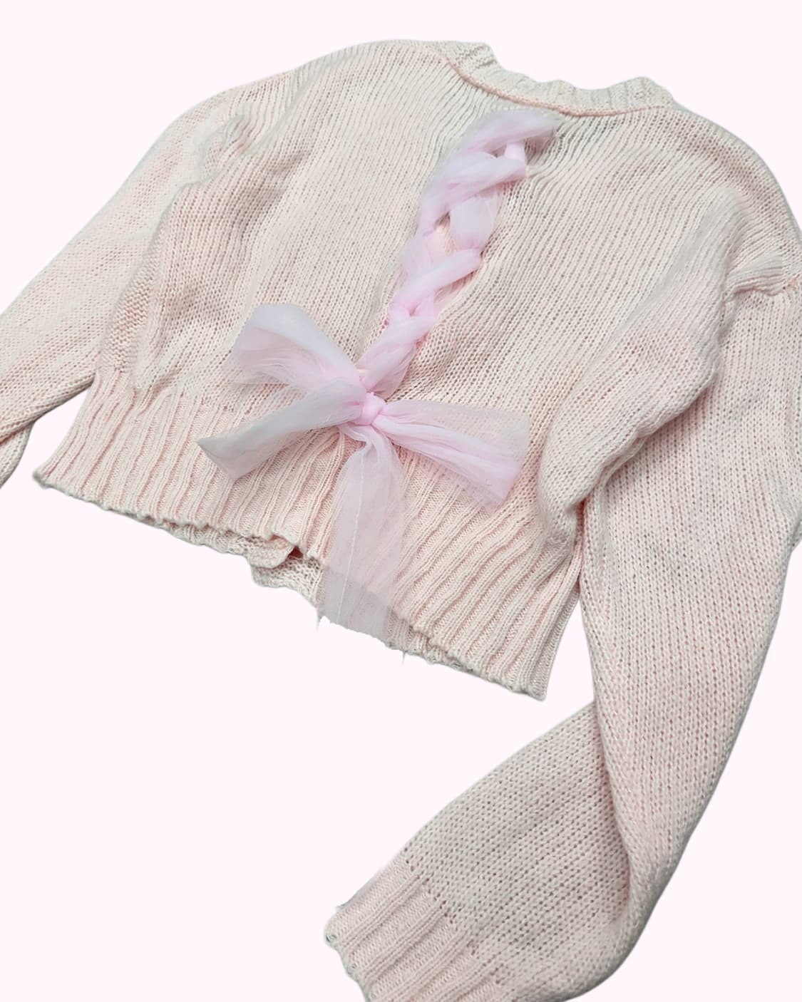 pink lace-up crop cardigan 상품이미지5