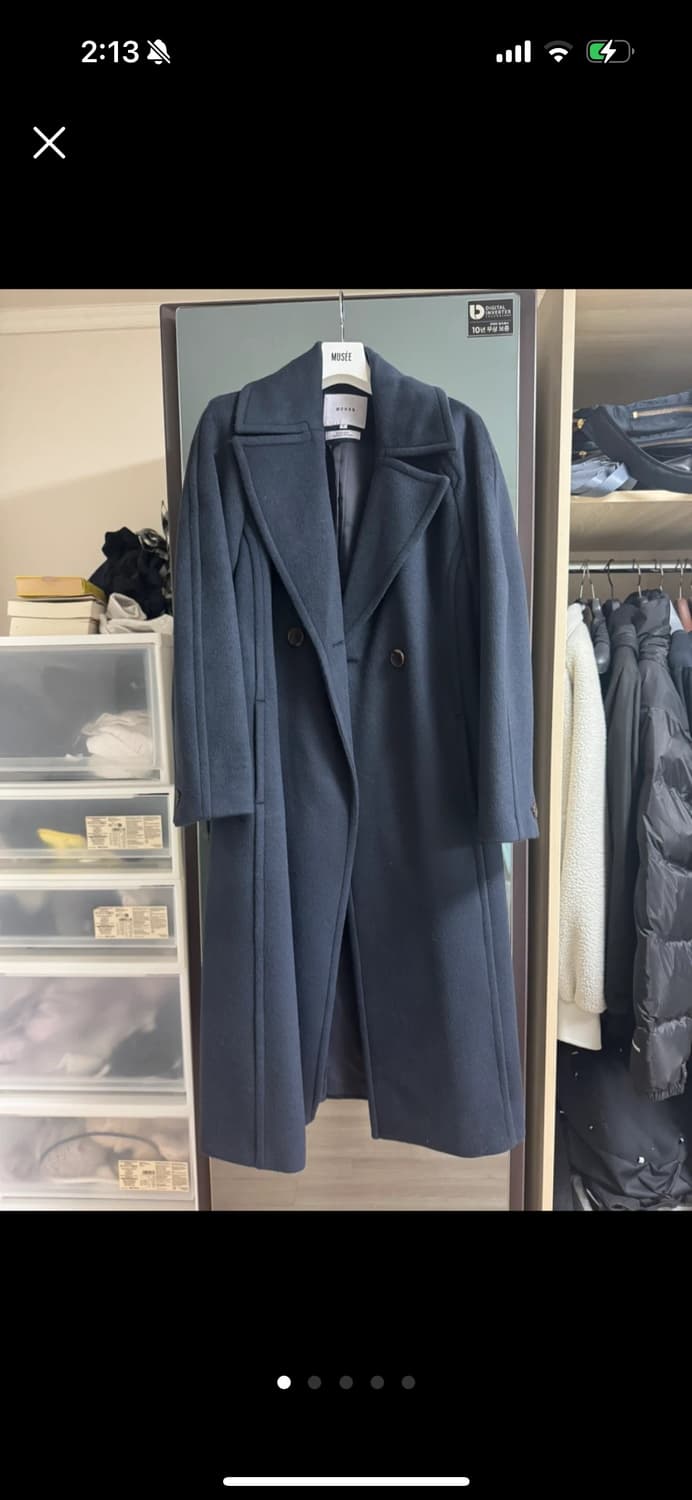 (미착용 새상품) 모한 울100 캐시미어 포함 롱 코트 네이비 S 상품이미지1