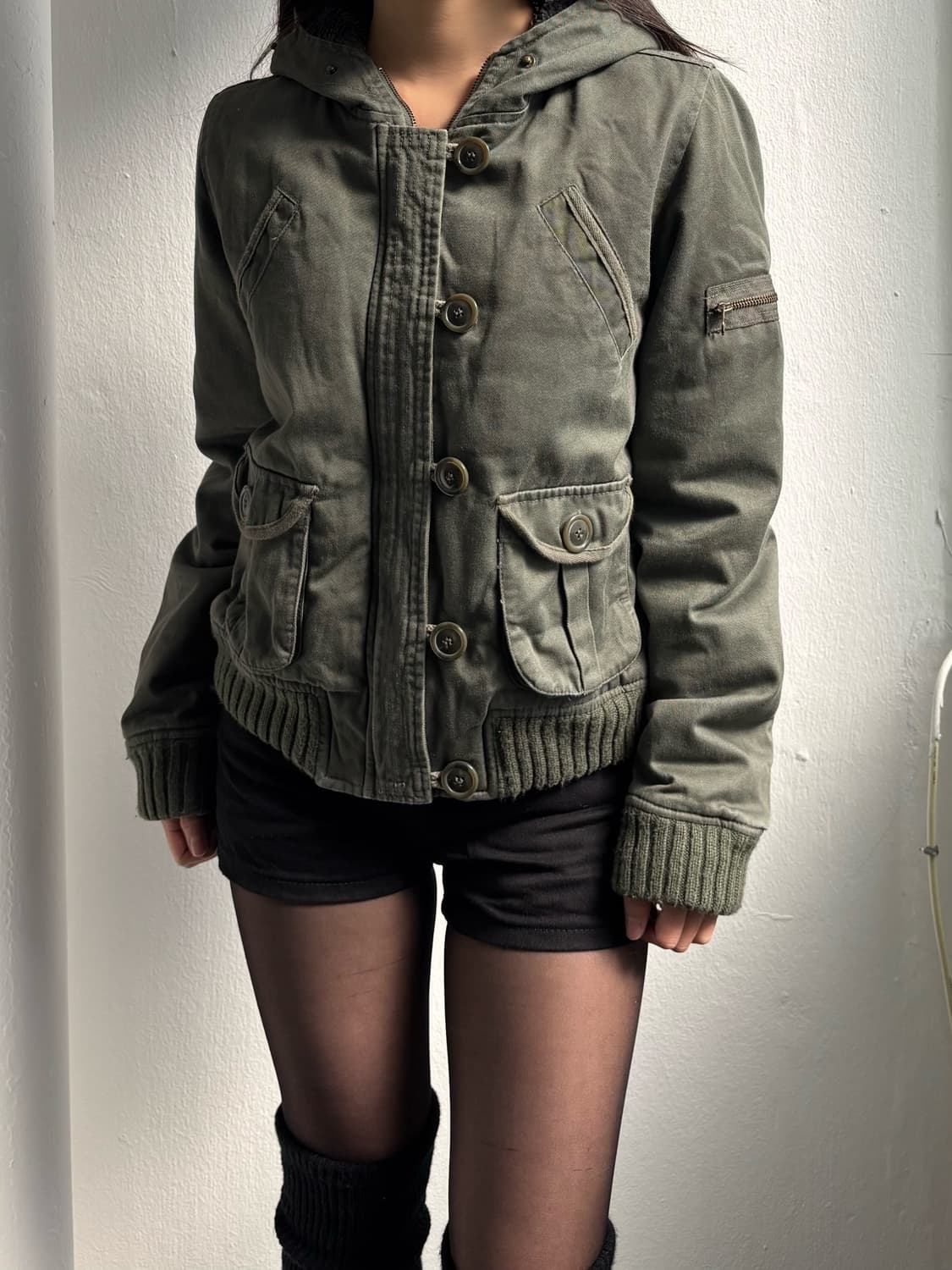 Vintage Khaki Fur Hood Jacket  상품이미지2