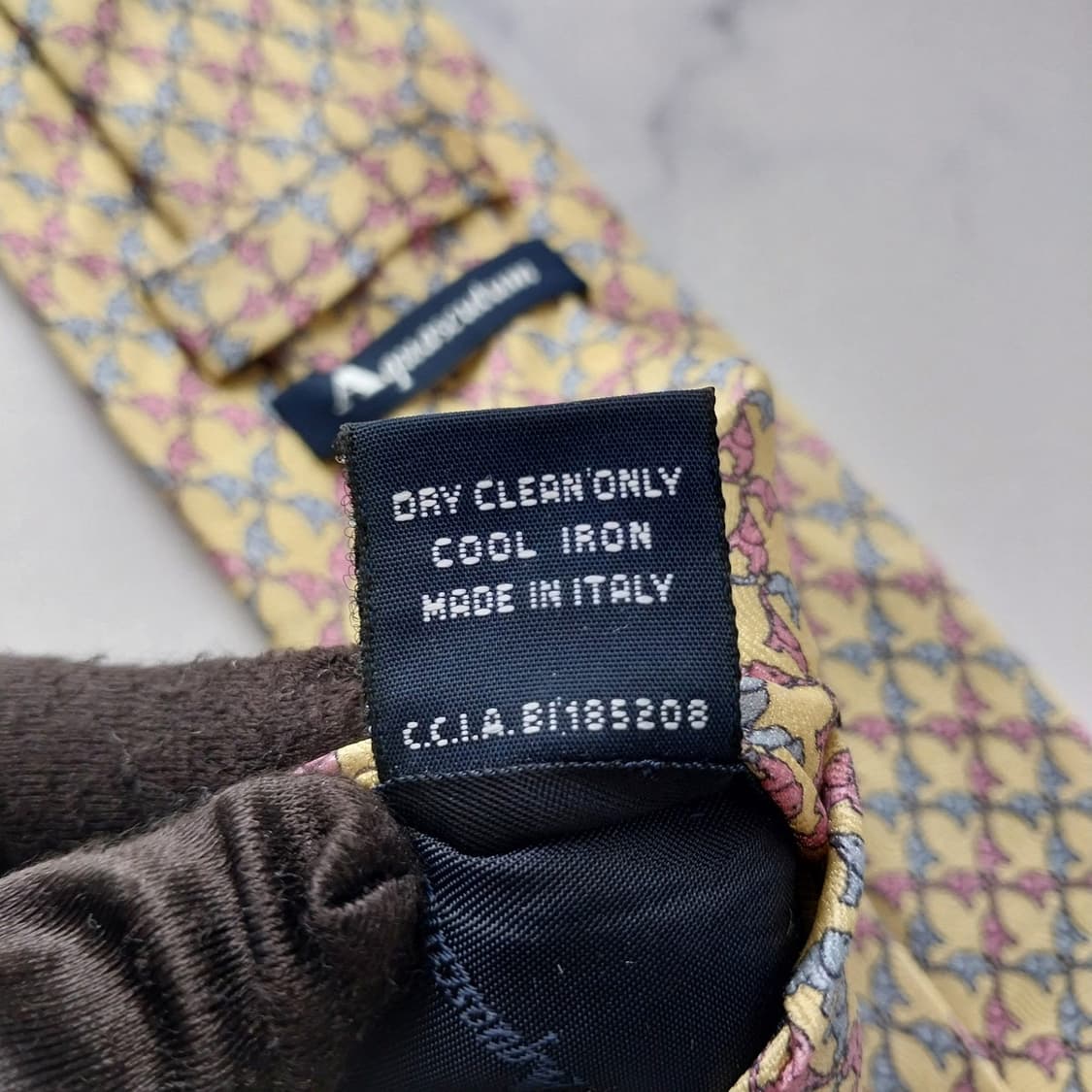 아쿠아스큐텀 실크 레몬 코끼리 패턴 넥타이 8.6cm A등급 K2310 상품이미지9