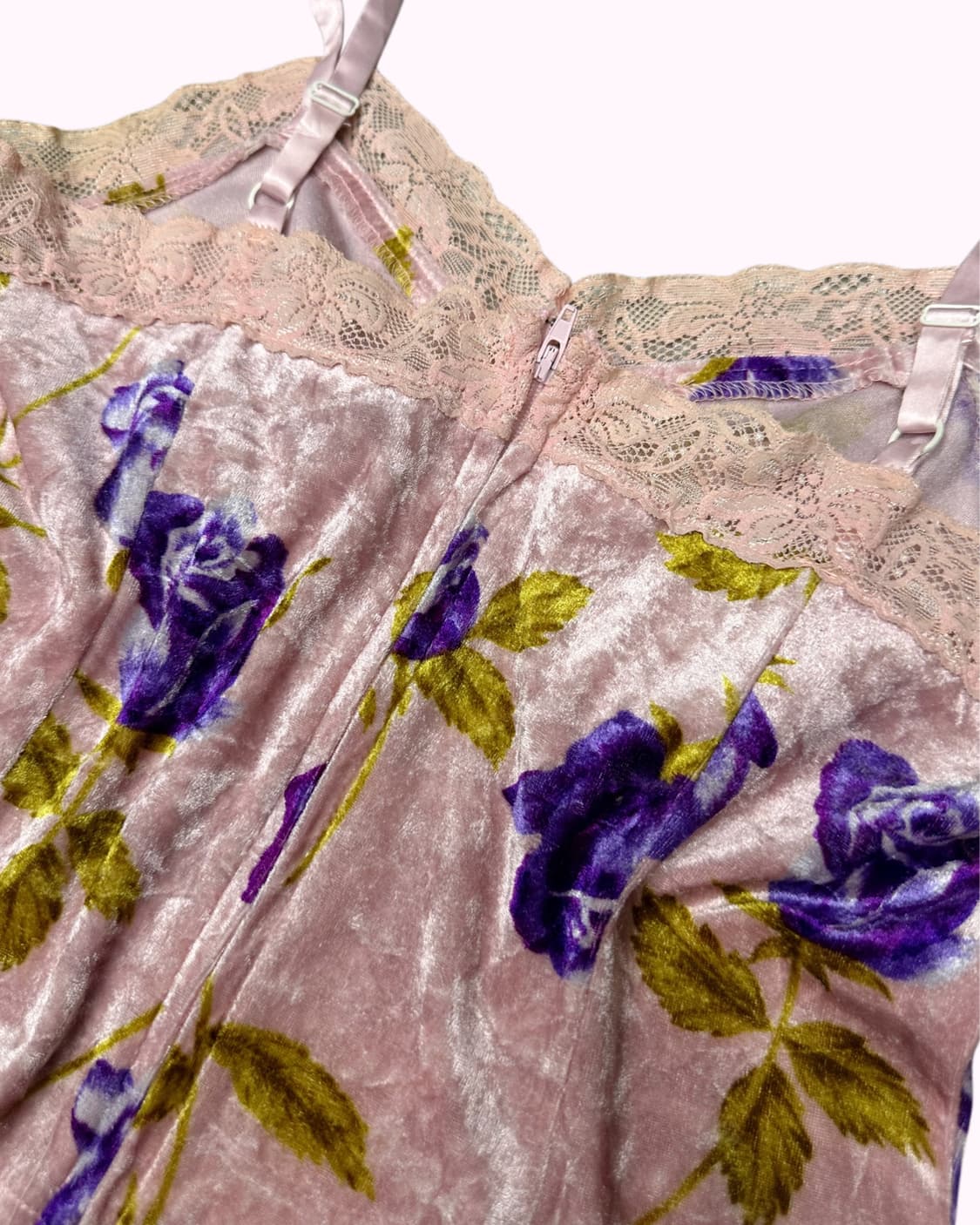 pink velvet lace top 상품이미지4