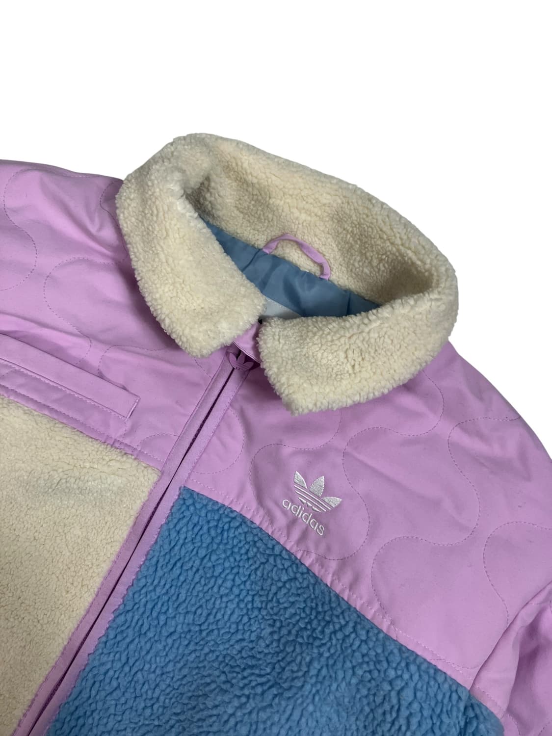 아디다스 컬러블록 뽀글이 플리스 집업 S 상품이미지2