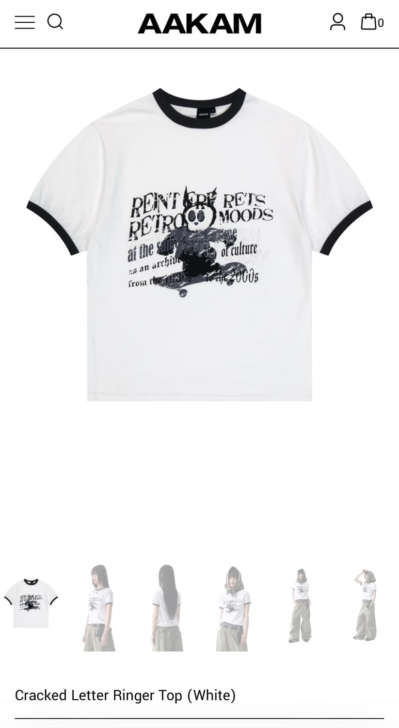 아캄 Aakam Cracked Letter Ringer Top 상품이미지1