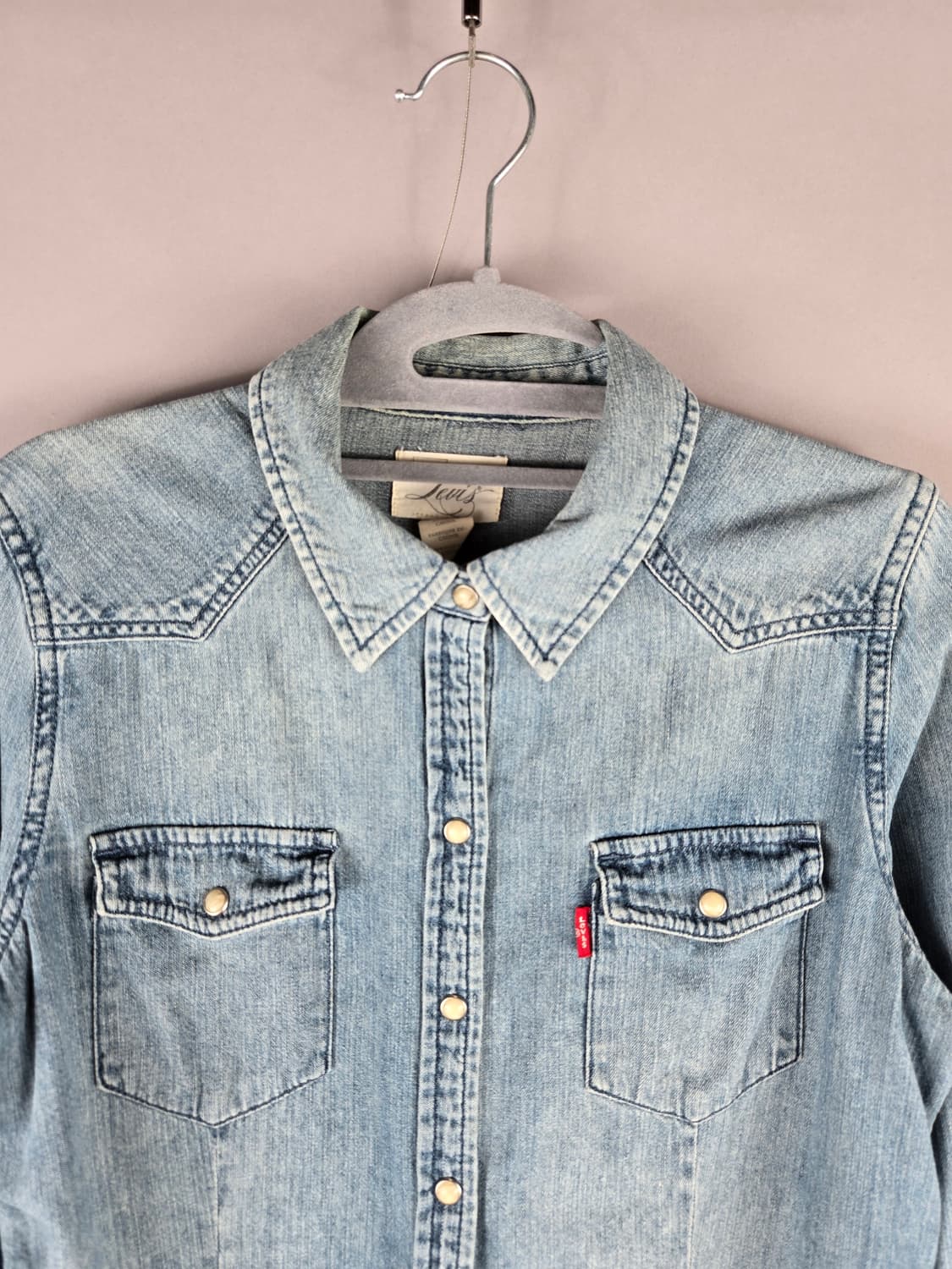 [무료배송]리바이스 XS 여성 약스판 웨스턴 데님 청 셔츠 연청 상품이미지2